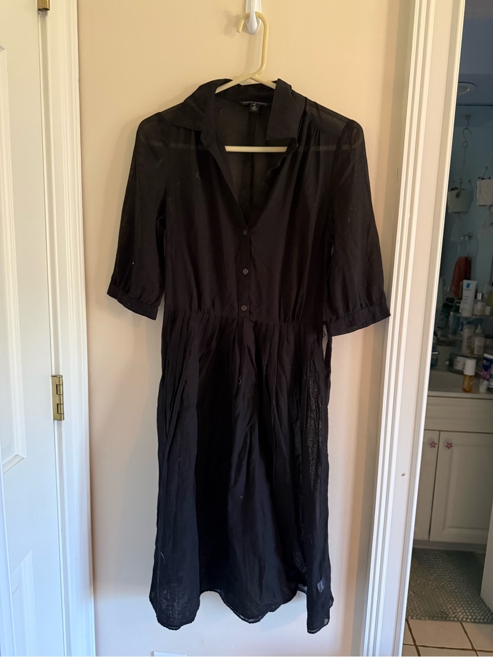 Banana Republic Black Midi Button-Front Dress